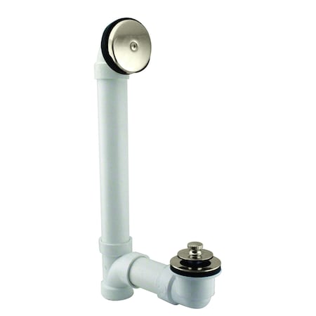 Westbrass Sch. 40 PVC Bathtub Assembly with Pull to Drain Trim and One-Hole Overflow, Polished Nickel D49721-05